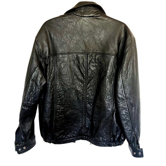 Leather Bomber Jacket | S Quilted Lining Classic Zip Up Coat - Picture 2 of 8
